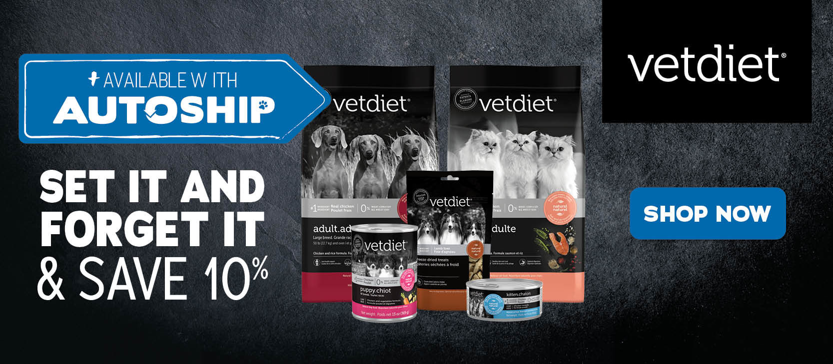 Save 10% off Vetdiet when you set it up for autoship!