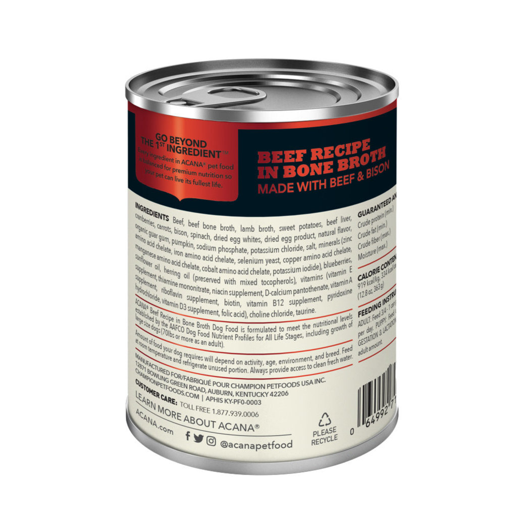 View larger image of Acana, Can, Adult - Beef Recipe in Bone Broth - 363 g - Wet Dog Food
