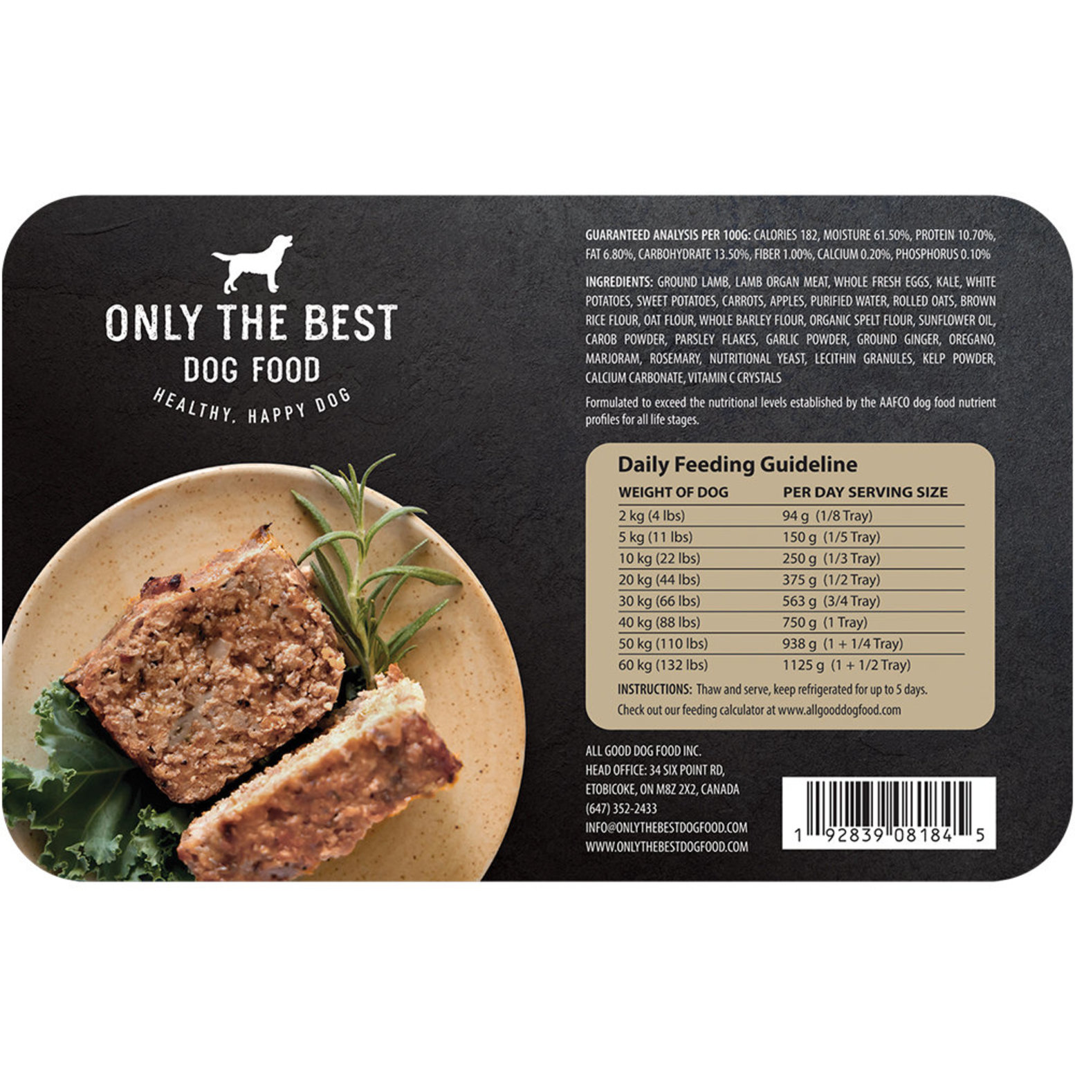 All Good Dog Food Gently Cooked Meatloaf Lamb 750 g Ren s Pets