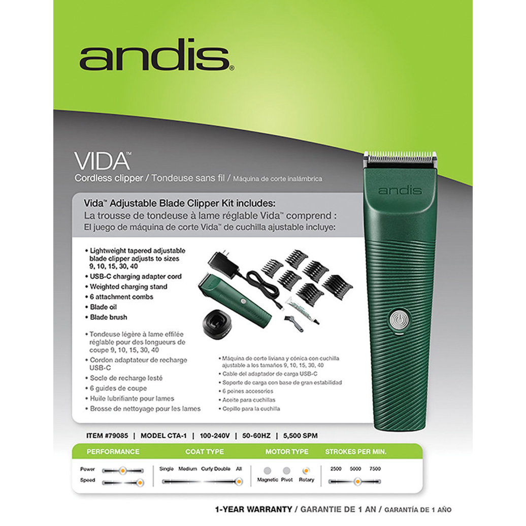 View larger image of Andis, Vida Cordless Clipper - Green - Grooming Clipper
