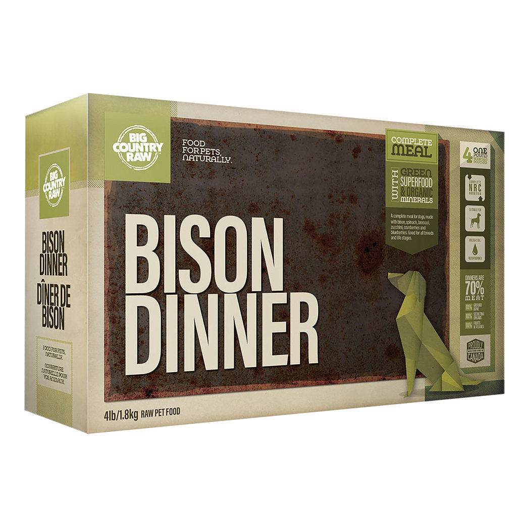 View larger image of Big Country Raw, Bison Dinner - 4 lb - Frozen Dog Food