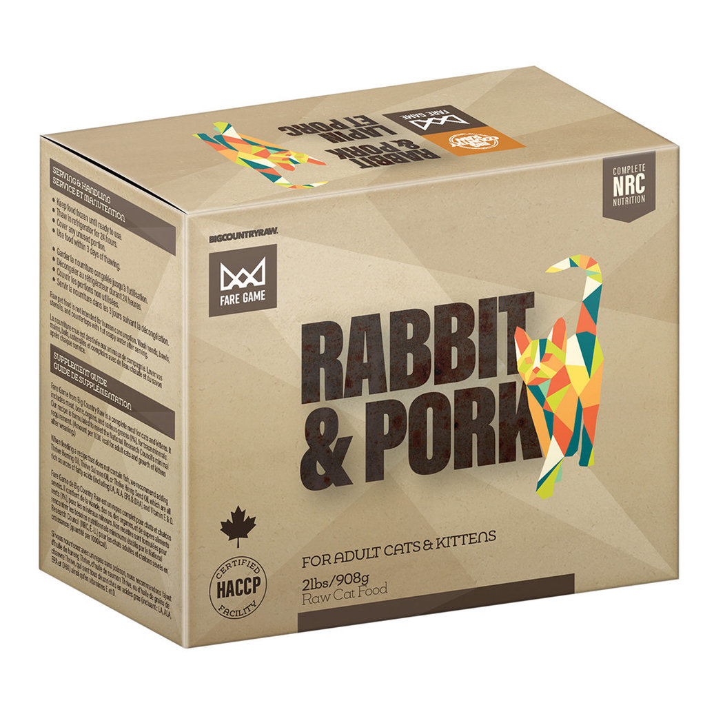 View larger image of Big Country Raw, Fare Game - Rabbit & Pork - 0.9 kg - Frozen Cat Food