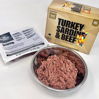 Big Country Raw, Fare Game, Turkey & Sardine w/ Beef - .9 kg - Frozen Cat Food