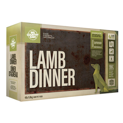 Big Country Raw, Lamb Dinner - 4 lb - Frozen Dog Food