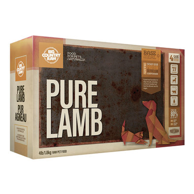 Big Country Raw, Pure Lamb - 4 lb - Frozen Dog Food