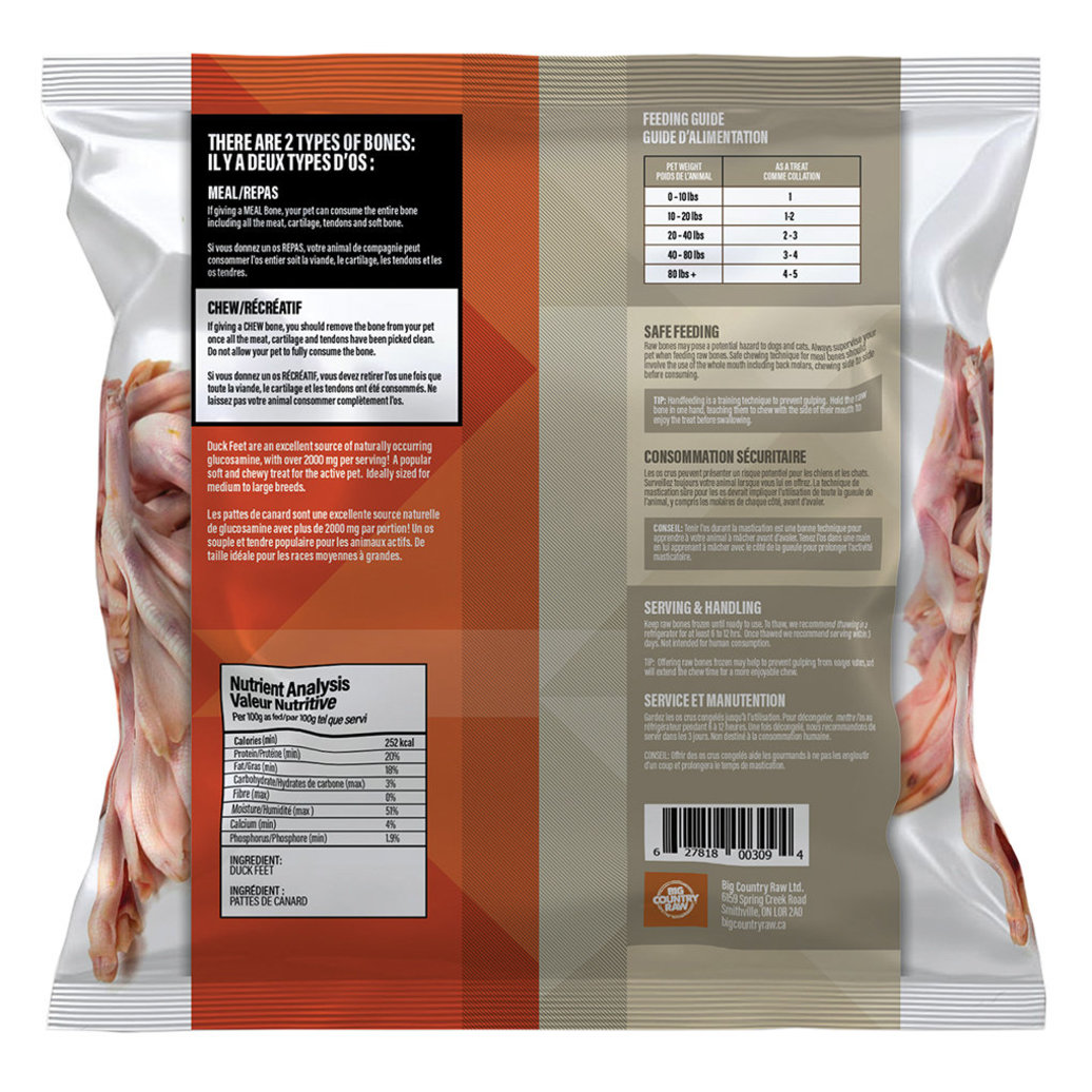 View larger image of Big Country Raw, Raw Duck Feet - .45 kg - Frozen Dog Food