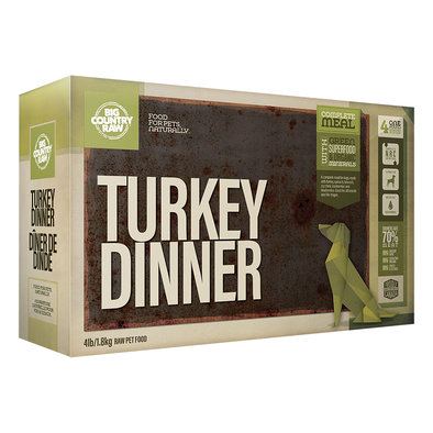 Big Country Raw, Turkey Dinner - 4 lb - Frozen Dog Food