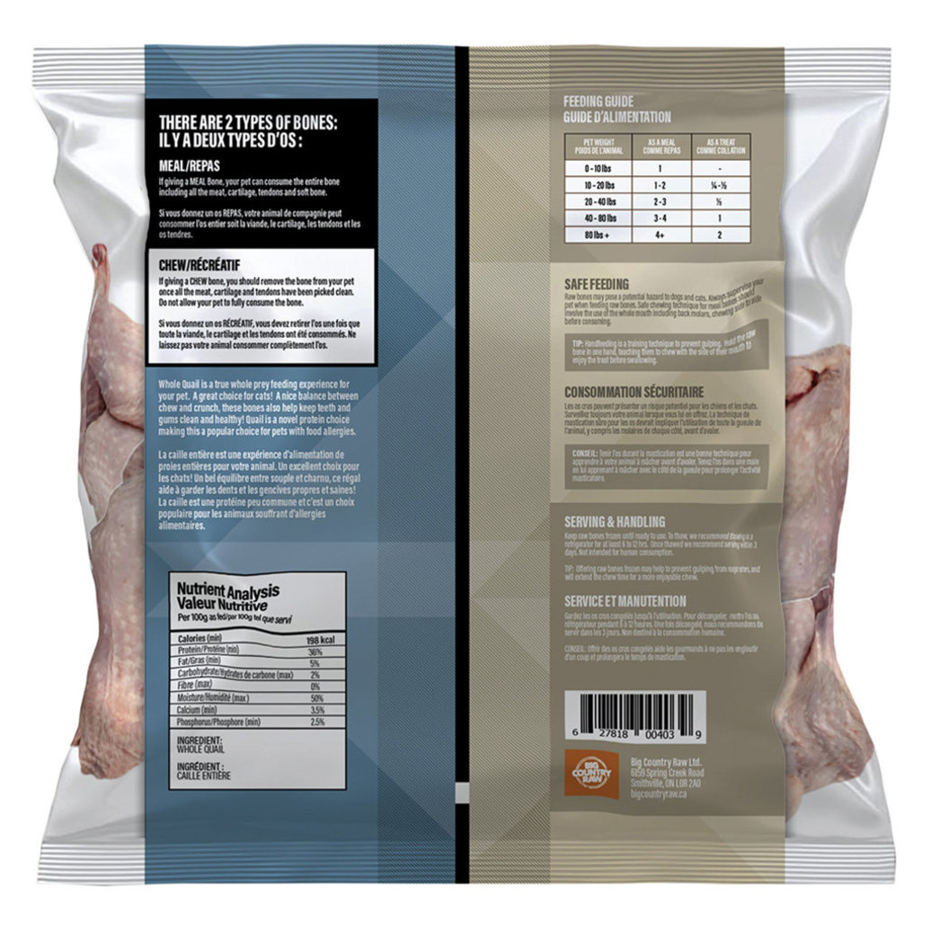 View larger image of Big Country Raw, Whole Quail - 1 lb - Frozen Dog Food
