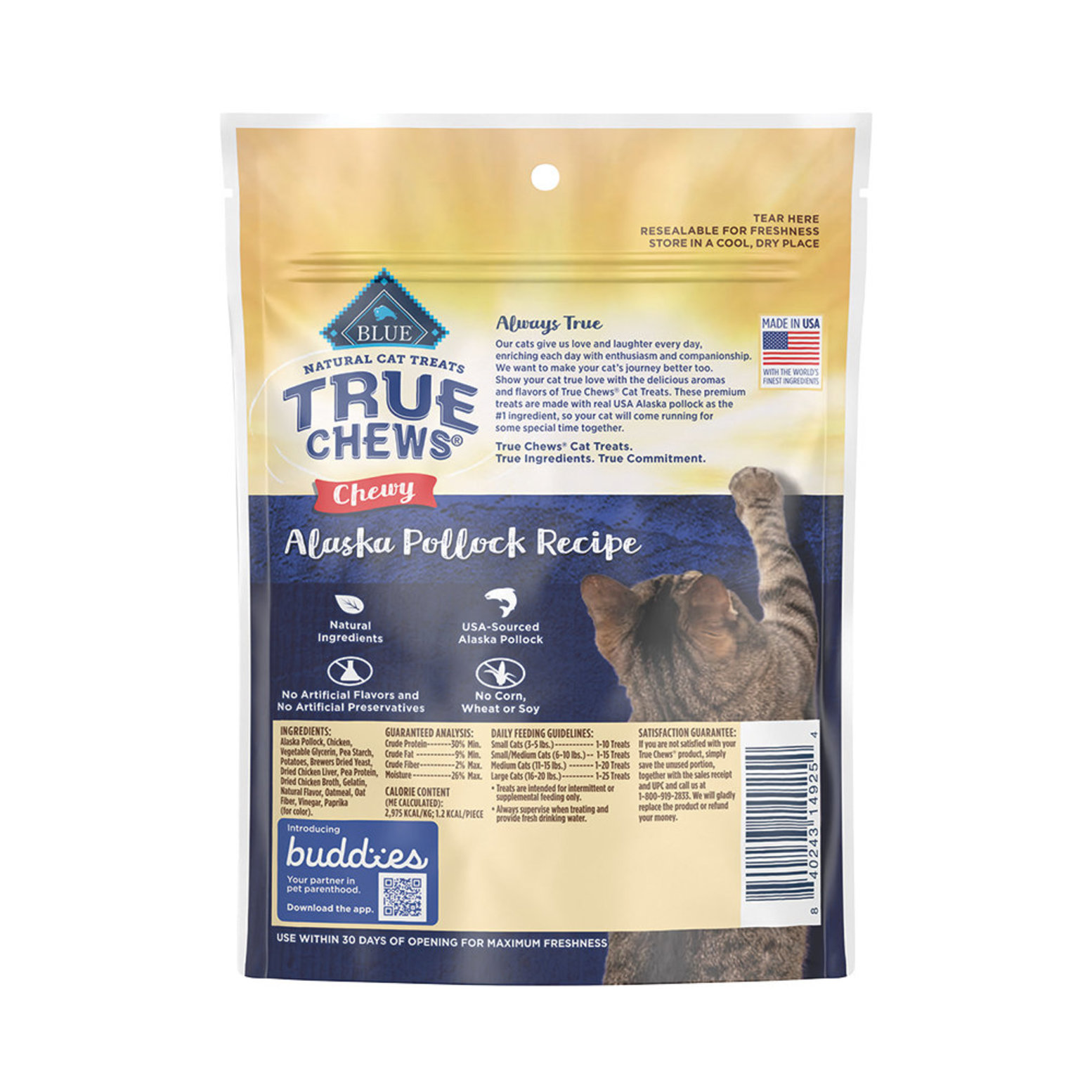 Blue Buffalo Feline True Chews Chewy Alaskan Pollock 85 g