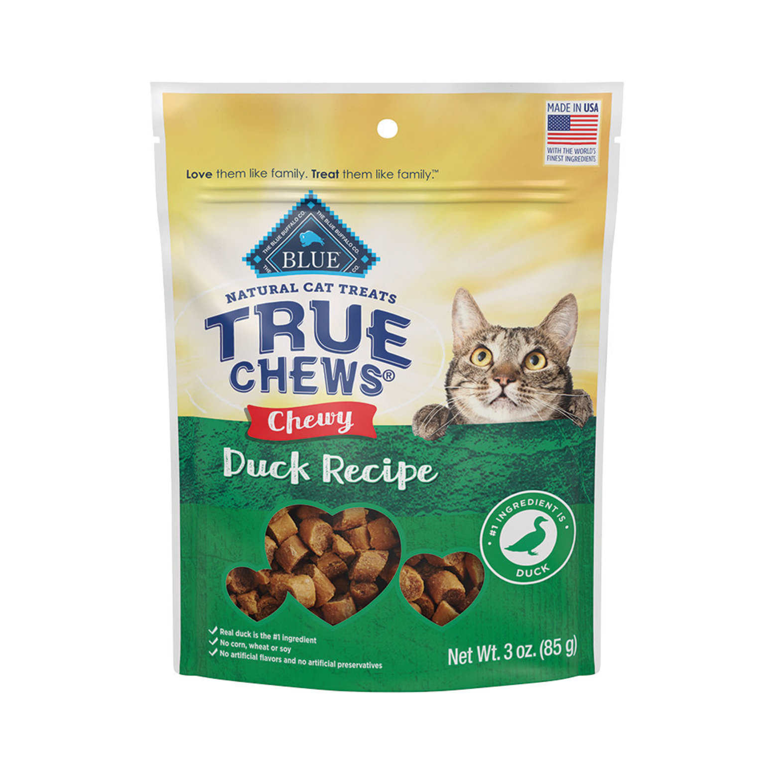 Blue Buffalo True Chews Natural Chewy Cat Treats Duck 3 oz