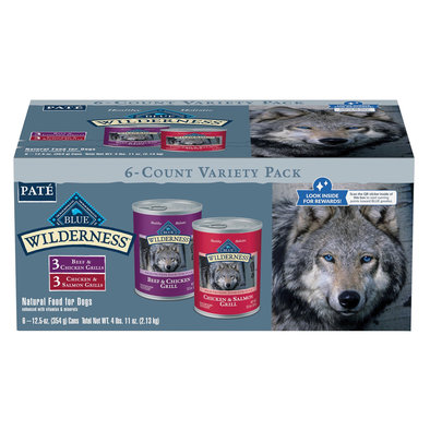 Blue Buffalo, Wilderness - Beef  & Chicken Variety Pack -  6 x 354 g - Wet Dog Food