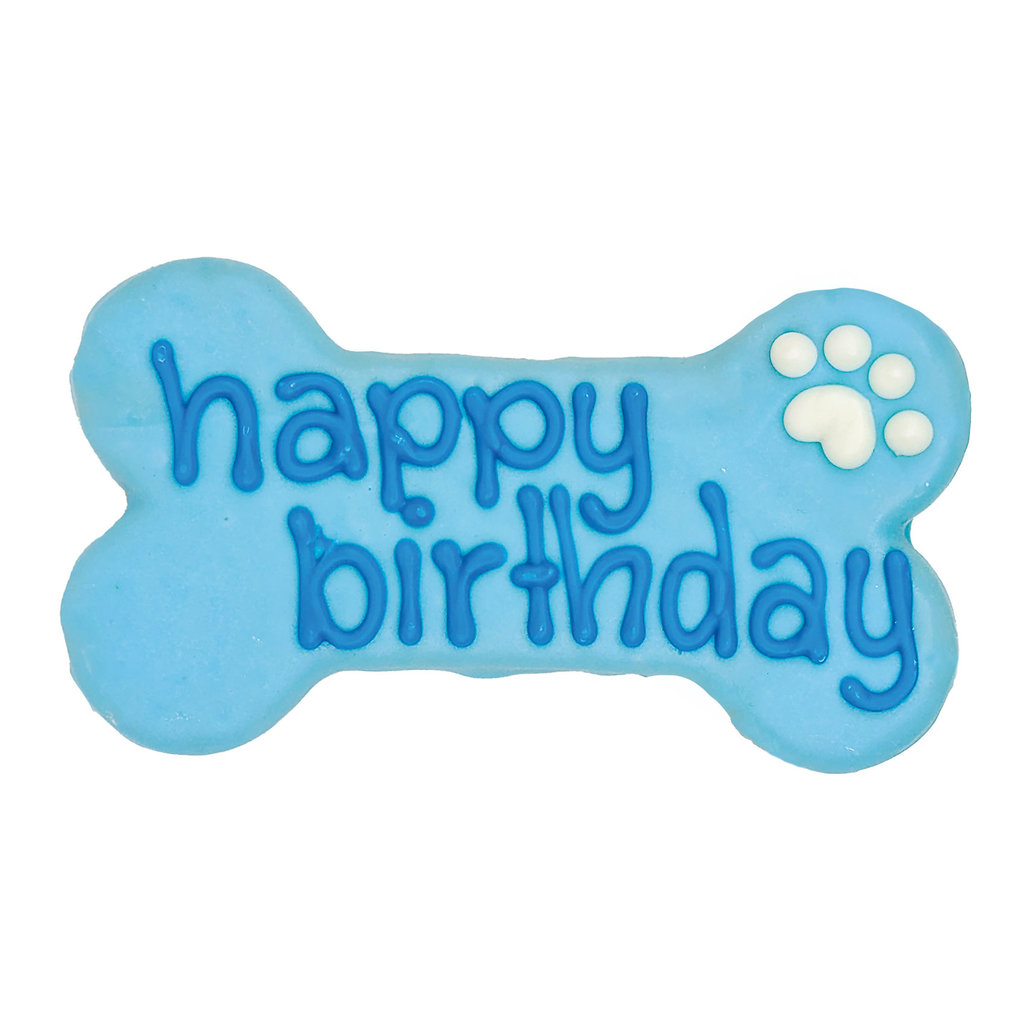 View larger image of Bosco & Roxy's, Happy Birthday Bone - Blue - Dog Biscuit