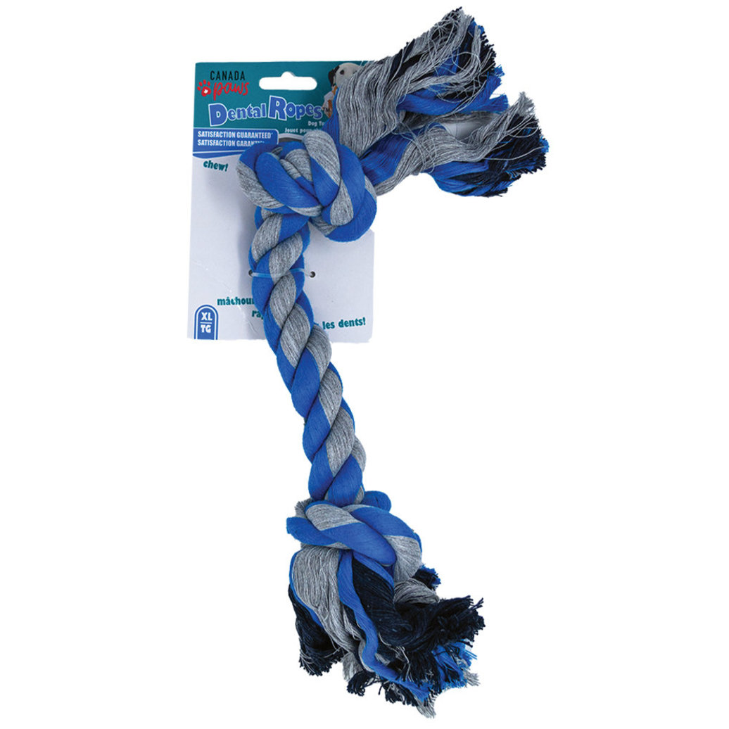 View larger image of Canada Paws, Dental Rope 2-Knot - Blue & Grey