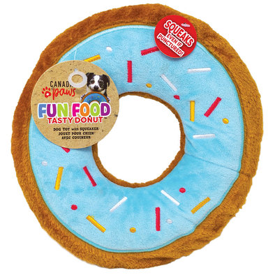 Canada Paws, Tasty Donuts - Blue - 9" - Plush Dog Toy