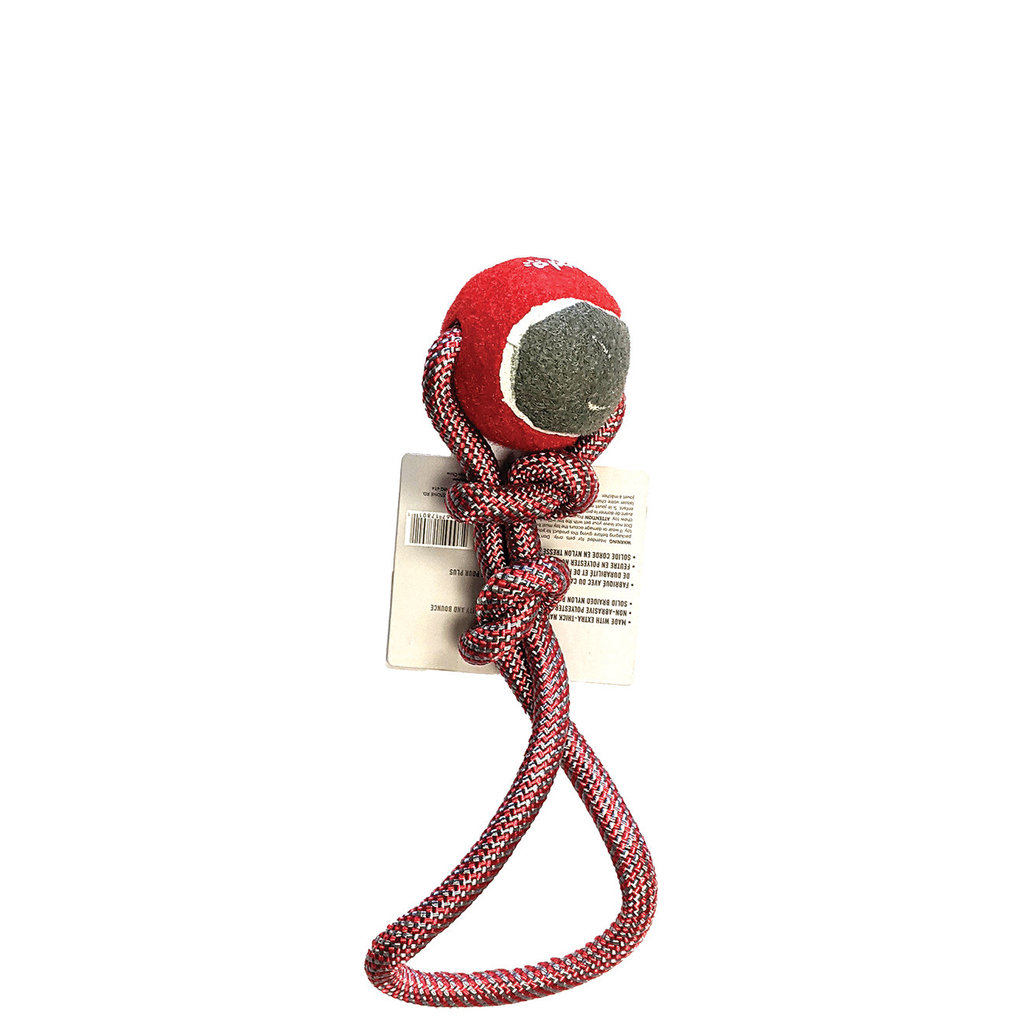 View larger image of Canada Paws, Tennis Ball on Rope - 2.5" - Tug Dog Toy