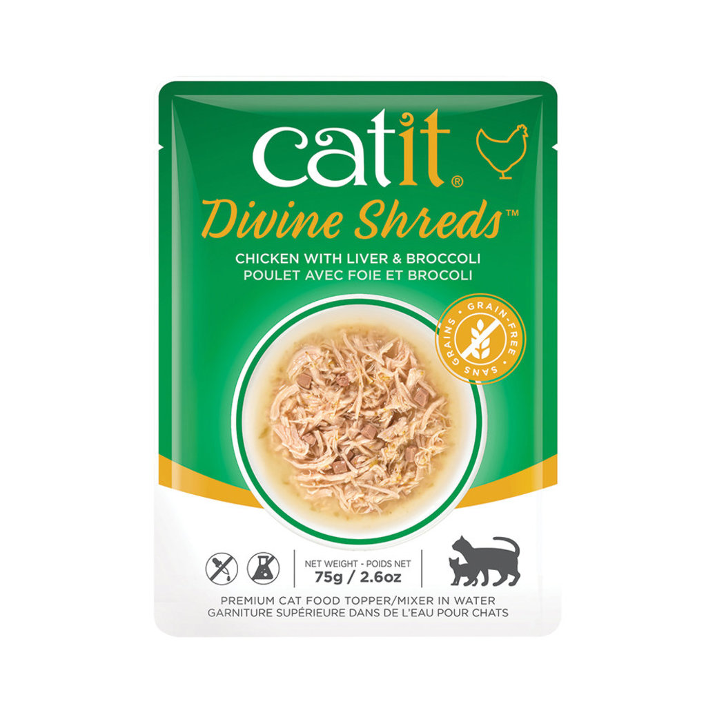 View larger image of Pouch, Adult Feline - Divine Shreds - Chicken w/ Liver & Broccoli - 75 g