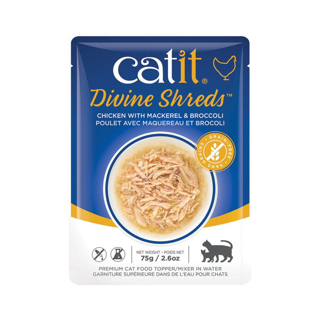 View larger image of Catit, Pouch, Adult Feline - Divine Shreds - Chicken w/ Mackerel & Broccoli - 75 g
