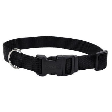 Adjustable Dog Collar with Plastic Buckle, Black, Small - 5/8" x 10"-14"