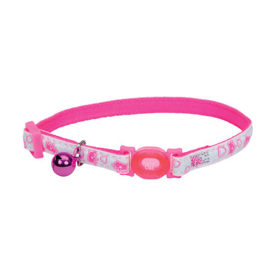 Cat Collar Adjustable Breakaway - Glow Pink Queen 3/8x8-12"