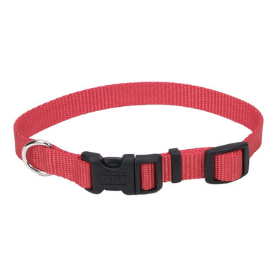 Adjustable Dog Collar with Plastic Buckle, Red, Medium - 3/4" x 14"-20"