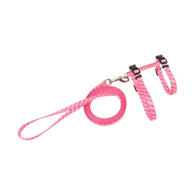 Cat Adjustable Harness & Leash Pink Polka Dots 3/8x10-18"