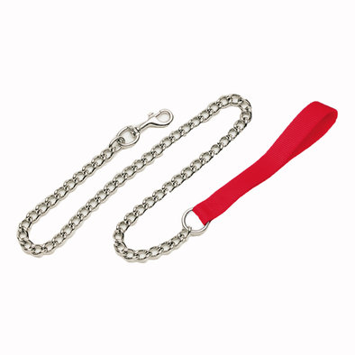 Chain Dog Leash with Nylon Handle, Black, 2.0 mm x 4'