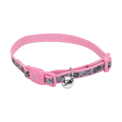 Li'l Pals, Kitten - Safety Collar Pink & Grey w/Bow - 3/8x8"