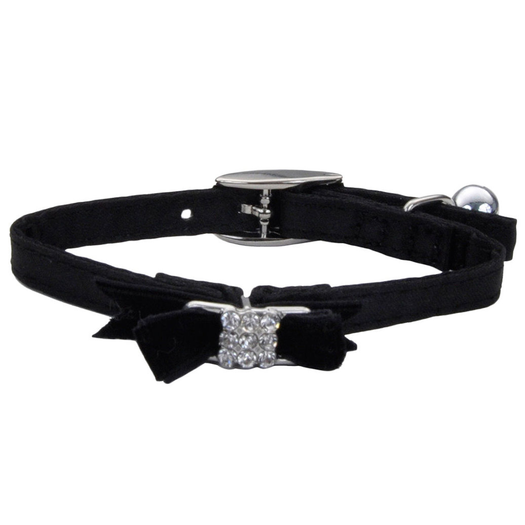 View larger image of Kitten - Safety Collar Black Silk w/Bow - 3/8x8"