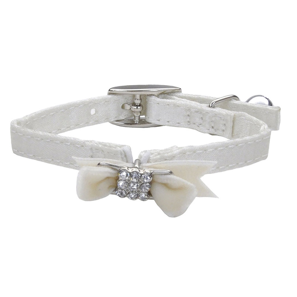 View larger image of Kitten - Safety Collar White Silk w/Bow - 3/8x8"