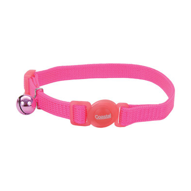 Cat Collar Adjustable Breakaway Snag Proof Neon Pink 3/8x 8-12"