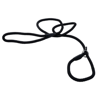 Rope Slip Leash, Black, 1/2" x 6'