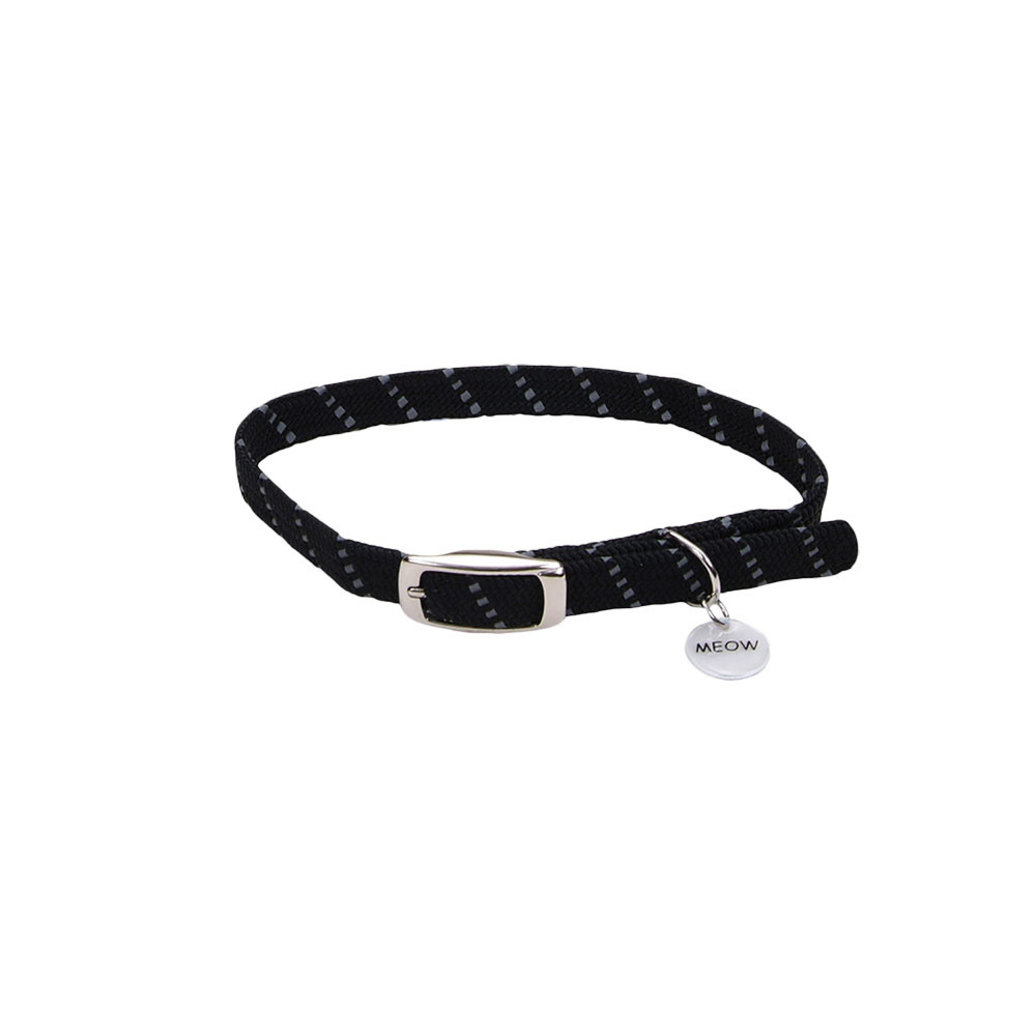 View larger image of Cat Collar - Reflective Stretch - Black w/Charm - 3/8x10"