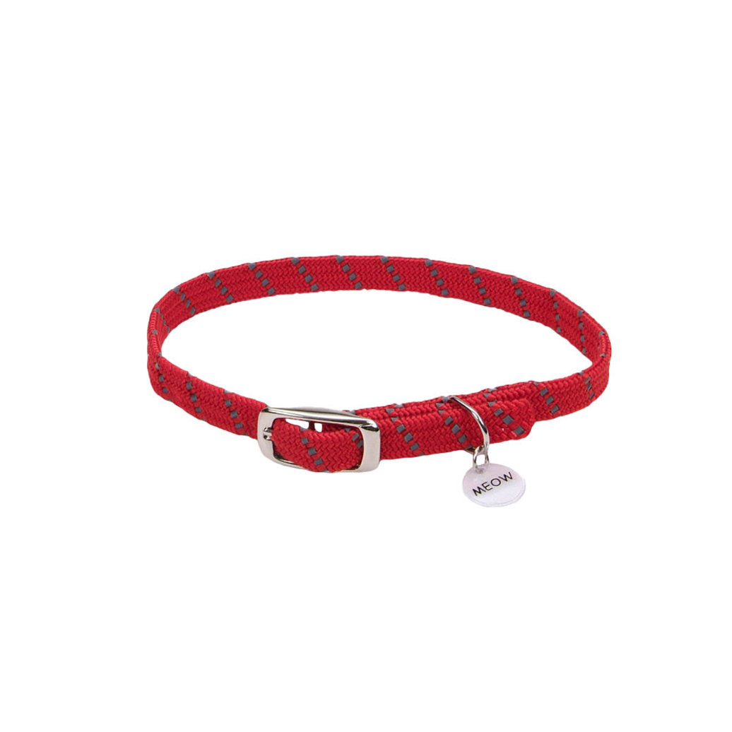 View larger image of Cat Collar - Reflective Stretch - Red w/Charm - 3/8x10"