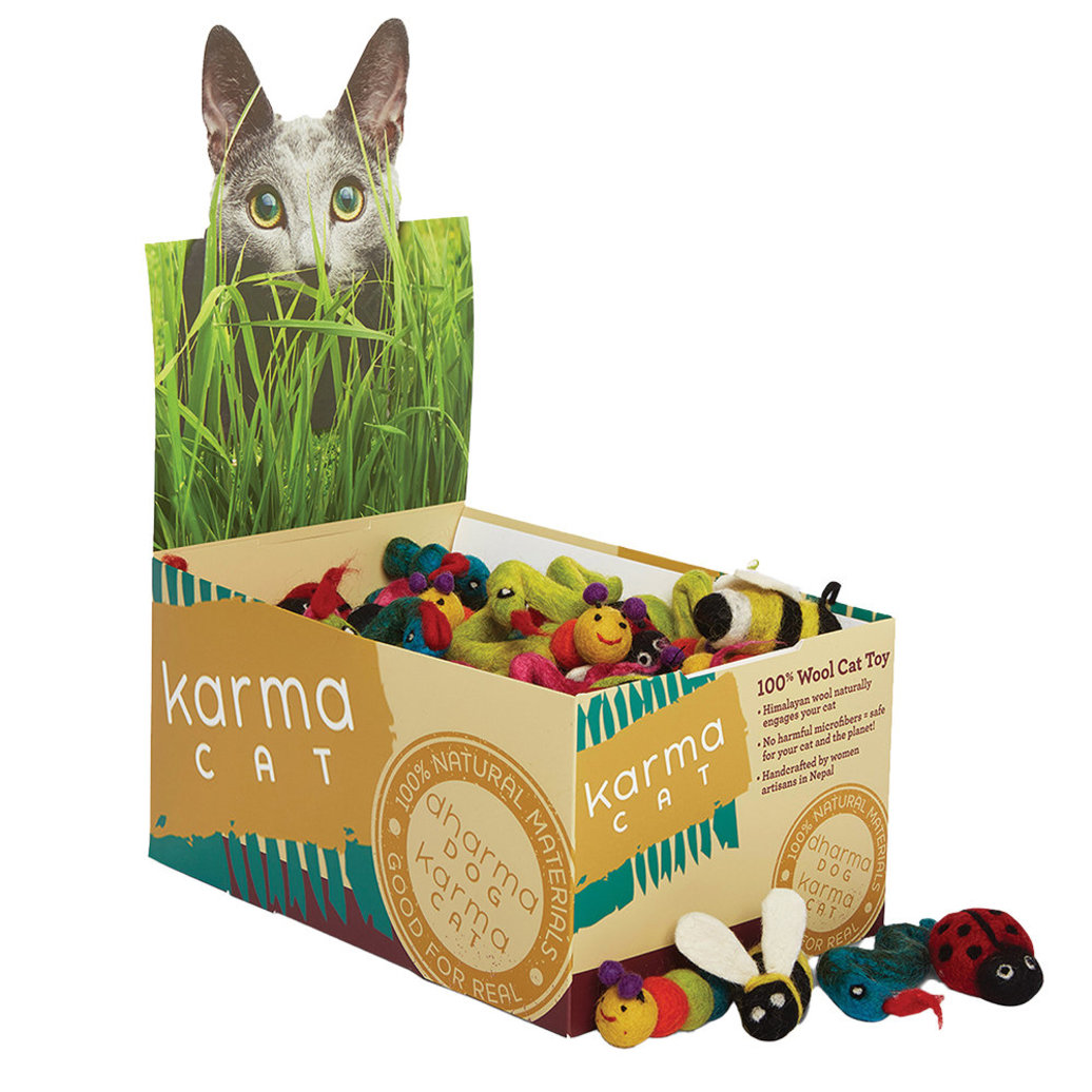 View larger image of Dharma Dog Karma Cat, Wool Pet Toy - Backyard - Assorted