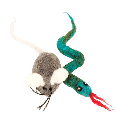 Wool Pet Toy - Mouse & Snake - 2 pk