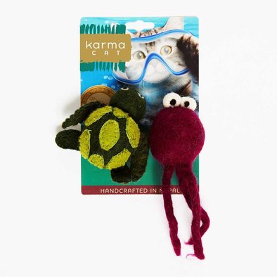 Wool Pet Toy - Turtle & Jellyfish - 2 pk