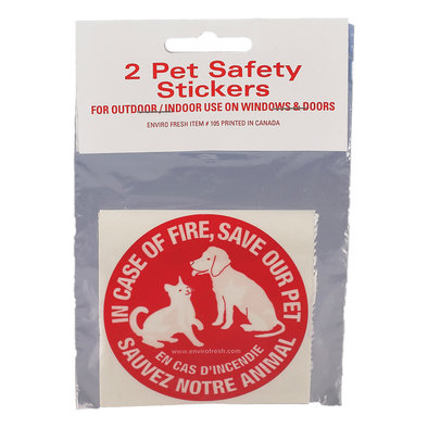 Pet Safety Stickers "In Case of Fire, Save Our Pet" - 2 Pk