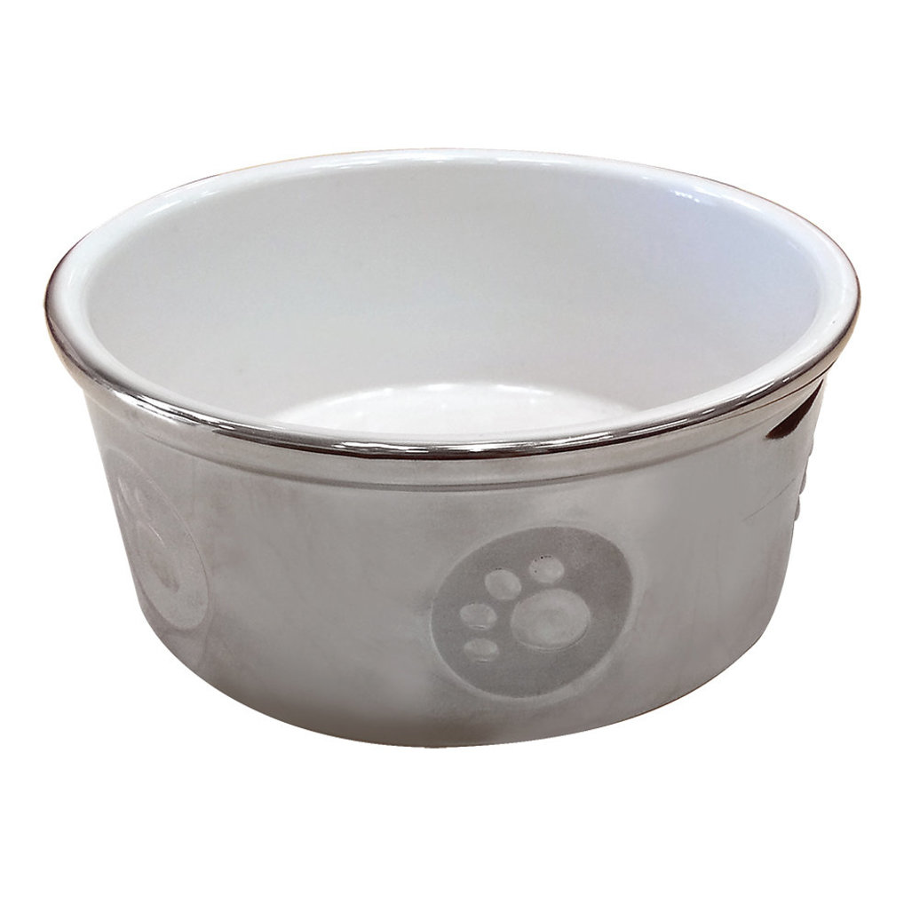 View larger image of Ethical, Titantium Stoneware Dog Dish - Paw Print
