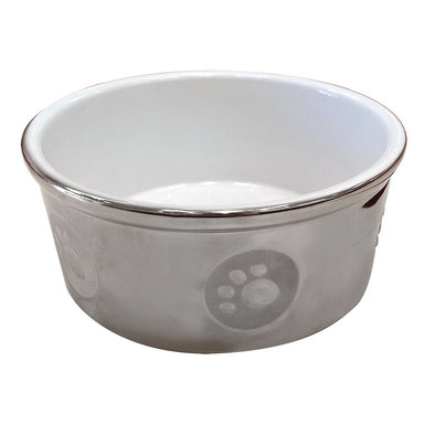 Ethical, Titantium Stoneware Dog Dish - Paw Print