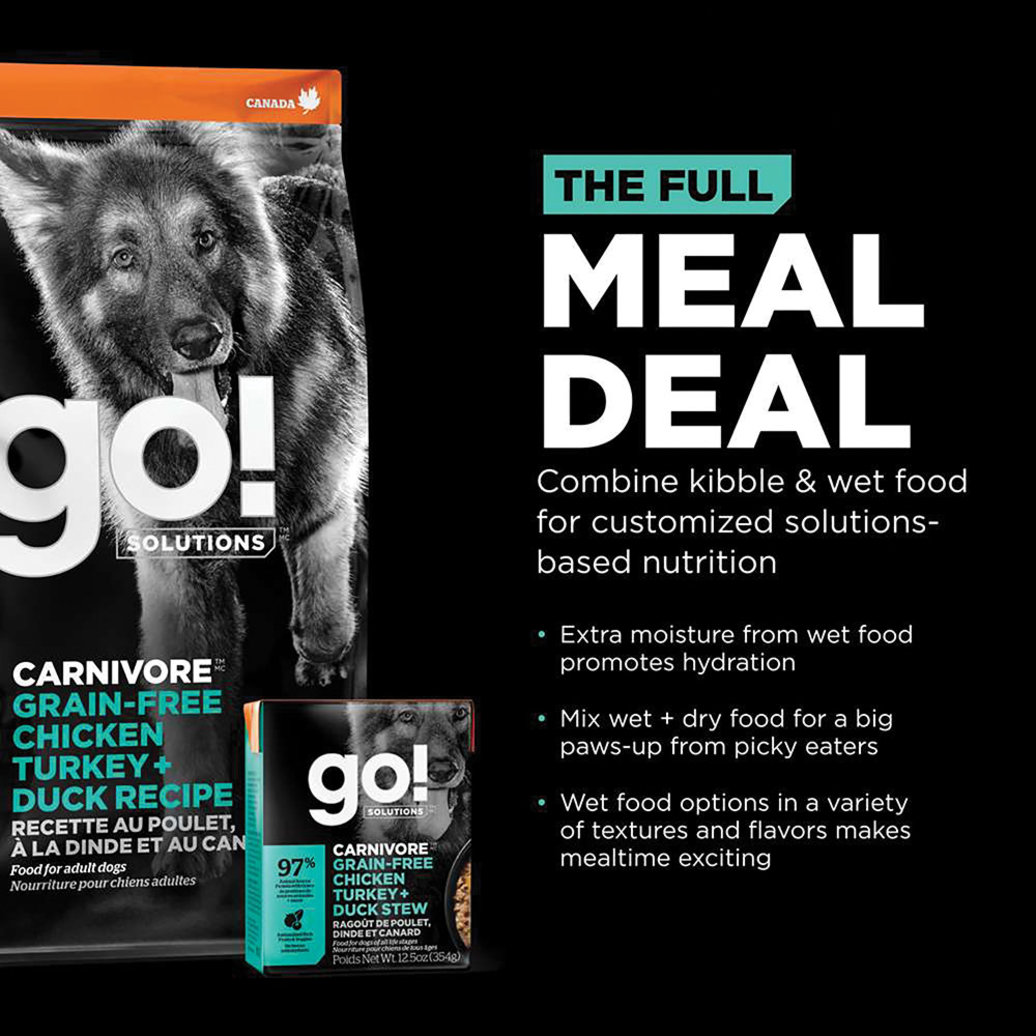 View larger image of GO! SOLUTIONS, CARNIVORE Grain Free Chicken, Turkey + Duck Adult Recipe for dogs