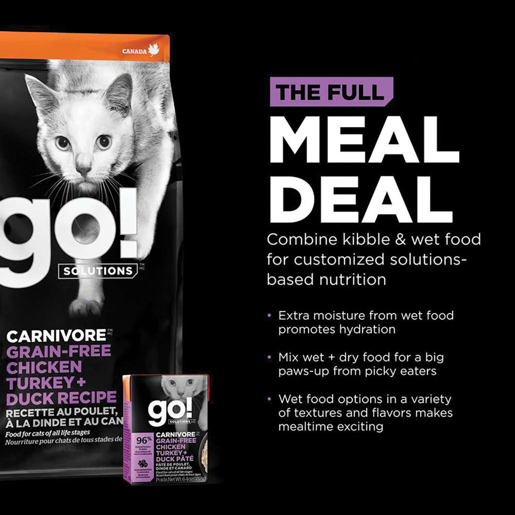 View larger image of GO! SOLUTIONS, CARNIVORE Grain Free Chicken, Turkey + Duck Recipe for cats