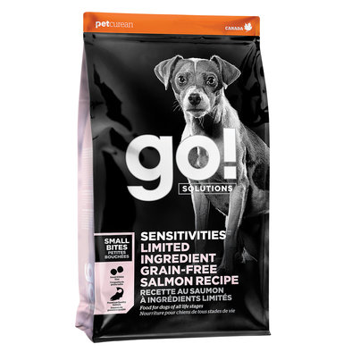 GO! SOLUTIONS, SENSITIVITIES Small Bites Limited Ingredient Grain Free Salmon recipe for dogs