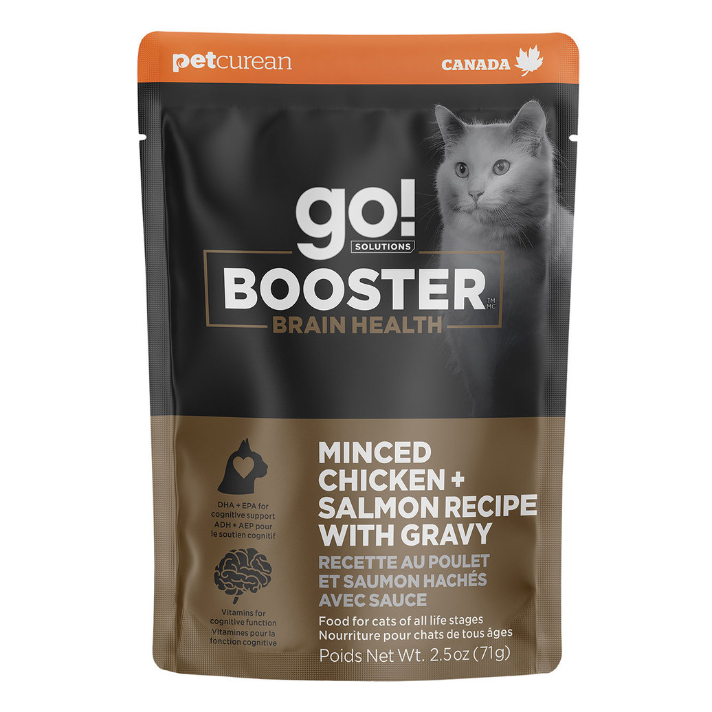 View larger image of GO! SOLUTIONS,  BOOSTER Brain Health Minced Chicken + Salmon with gravy - 71 g - Wet Cat Food