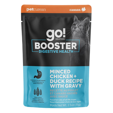 GO! SOLUTIONS,  BOOSTER Digestive Health Minced Chicken + Duck with gravy - 71 g - Wet Cat Food