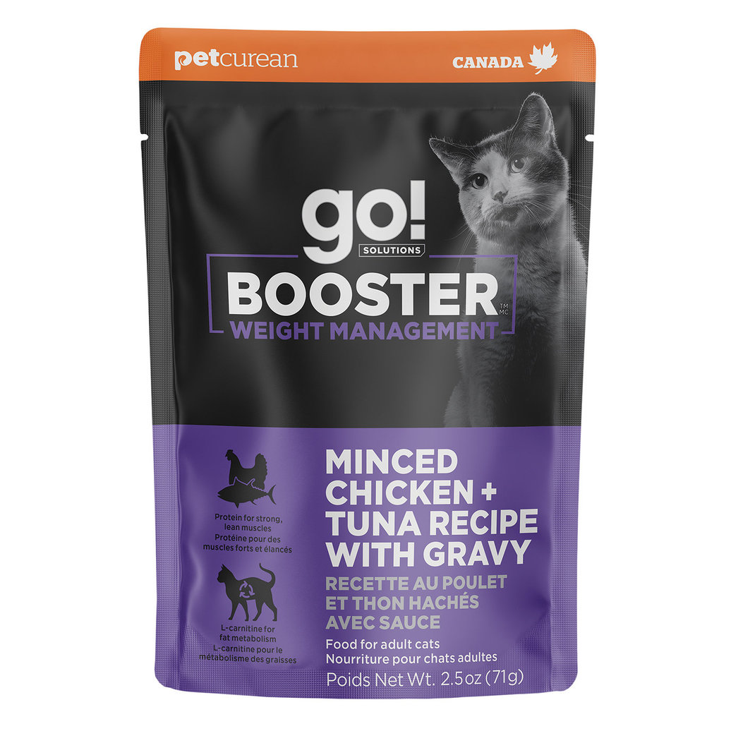 View larger image of GO! SOLUTIONS,  BOOSTER Weight Management Minced Chicken + Tuna with gravy - 71 g - Wet Cat Food