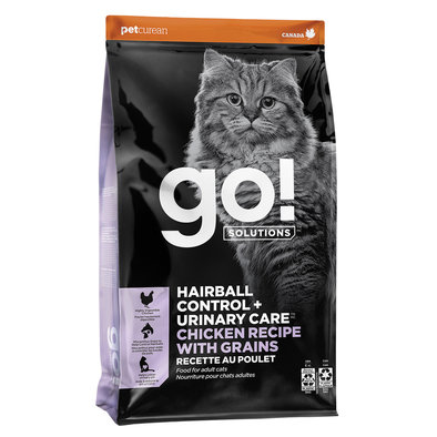 GO! SOLUTIONS,  Feline Adult - Hairball Control & Urinary Care - Chicken with Grains