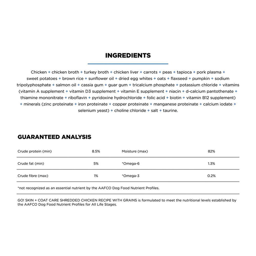 View larger image of GO! SOLUTIONS, SKIN + COAT CARE Shredded Chicken Recipe for dogs - Wet Dog Food