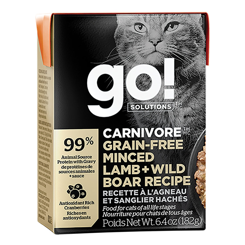 View larger image of GO! SOLUTIONS, CARNIVORE Grain Free Minced Lamb + Wild Boar Recipe for cats - Wet Cat Food