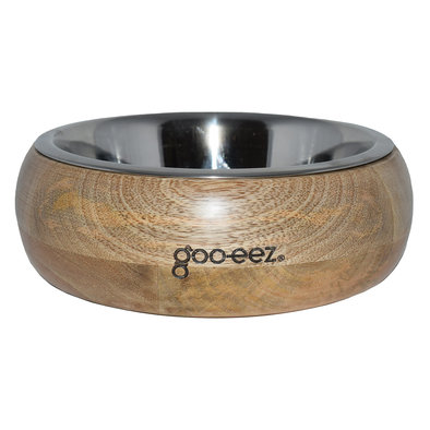 Goo-eez, Round Mango Wood/Stainless Steel Bowl