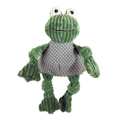 Huggle Hounds, Corduroy Sock Knottie Frog - Green/White - Small